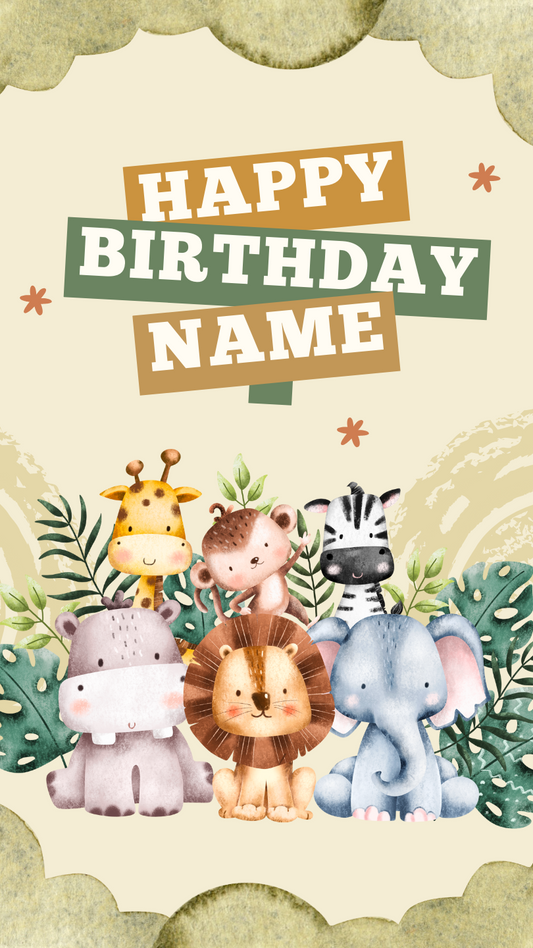 Safari Animals Theme Birthday Banner
