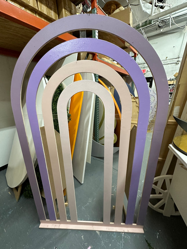 Wood- 6.5ftx4 pink & purple rainbow backdrop- final sale