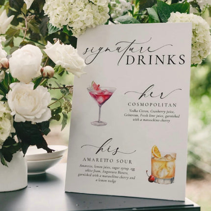 Custom Bar Sign- Drink Menu Foam Board Material