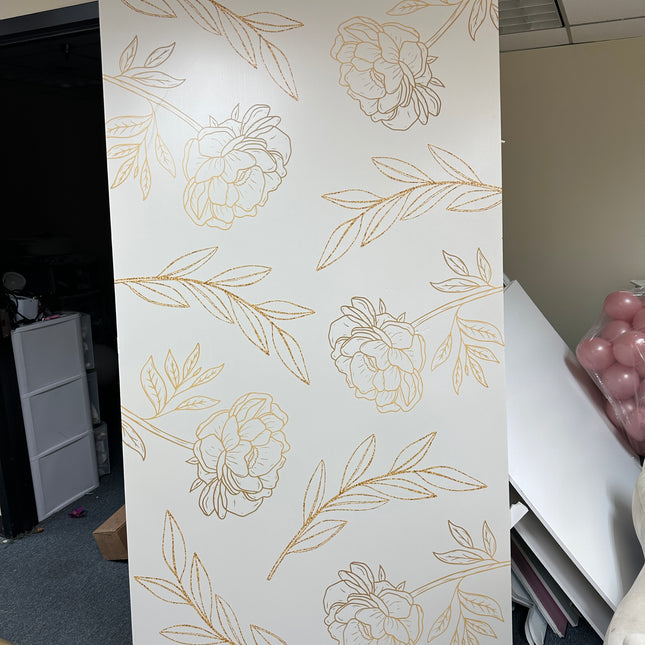 6.5ft White and Gold flowers Foam Board- last chance (Two are available)
