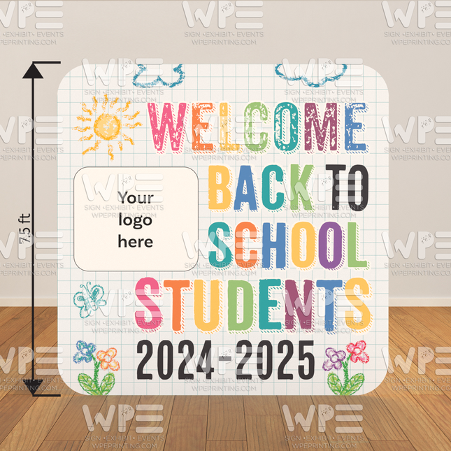 "Welcome Back Students Grid " Backdrop 7.5ft x 7.5ft