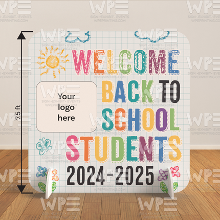 "Welcome Back Students Grid " Backdrop 7.5ft x 7.5ft