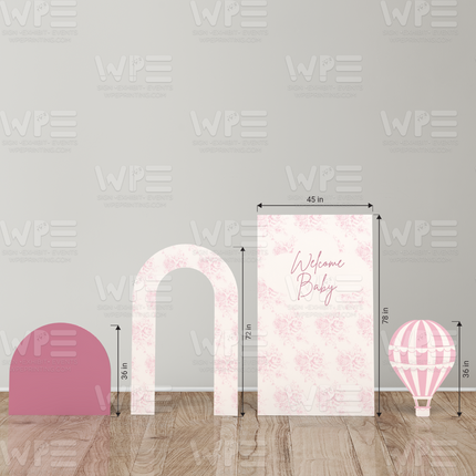 Welcome Baby Hot Air Balloon Backdrop Set