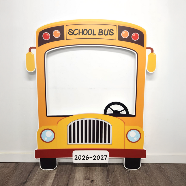 WPE Production Back To School Bus Cutout Backdrop