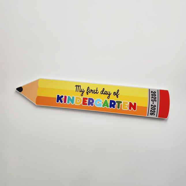 Back to School Pencil Cutout backdrop by WPE Production with colorful kindergarten design and 2025-2026 text