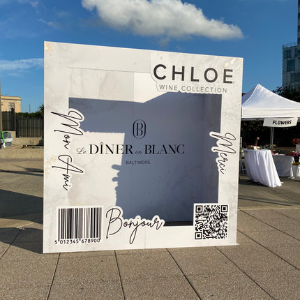 Custom 3D magazine booth for Chloe Wine Collection at Diner en Blanc event in Baltimore