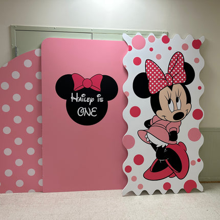 Pink custom foam backdrop printing f polka dots and birthday message