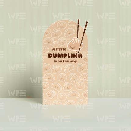 A Little Dumpling Is on the Way Tan Backdrop