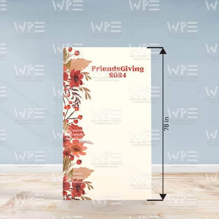 FriendsGiving 2024 banner with floral design for ideas for friendsgiving Party decor