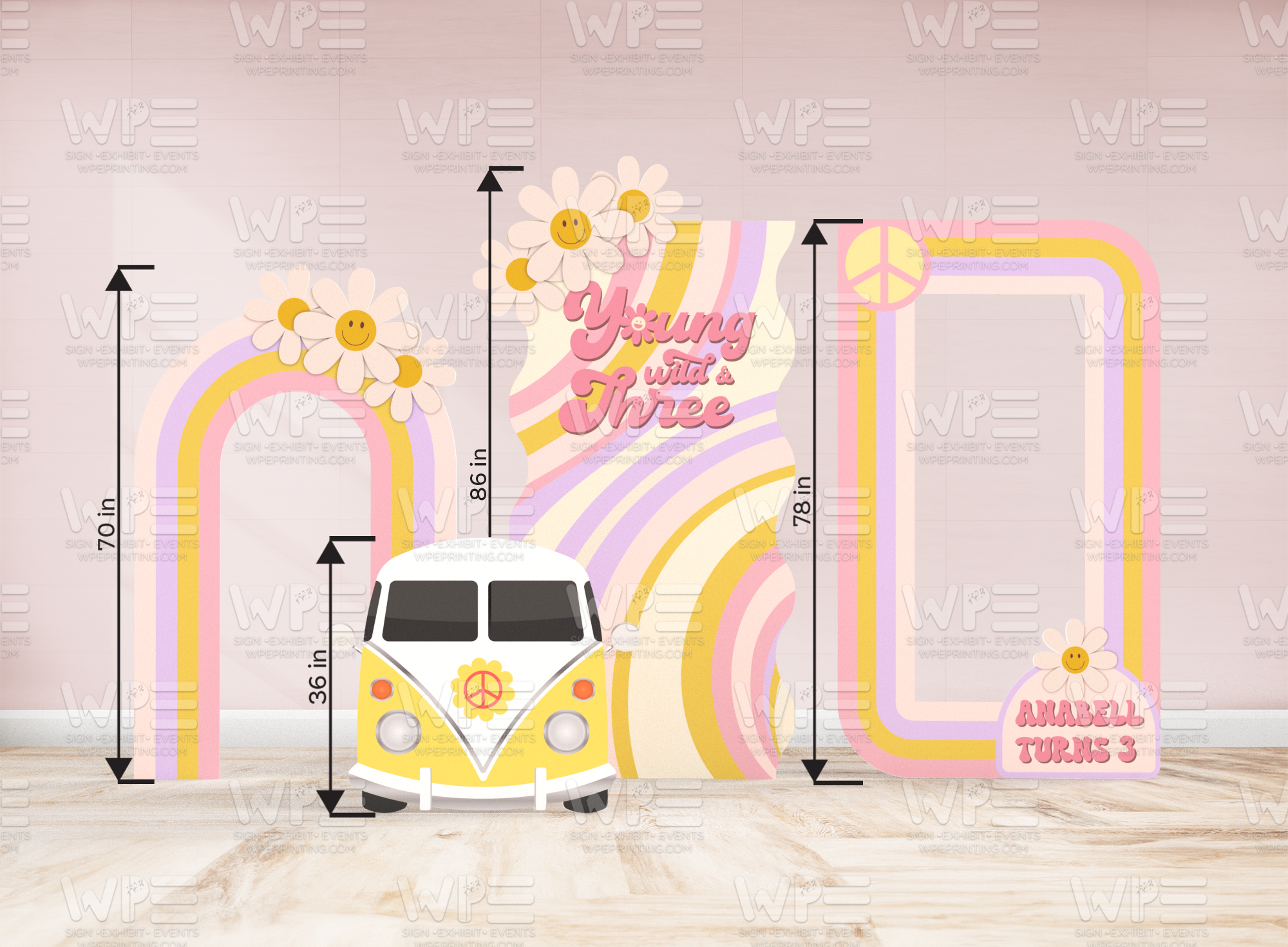 Retro Fun Backdrop Groovy Birthday Backdrop Decorations Retro Vibes 70's Set | WPE ...
