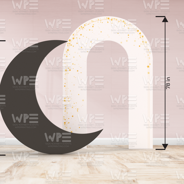 Over the Moon" Crescent Moon Backdrop