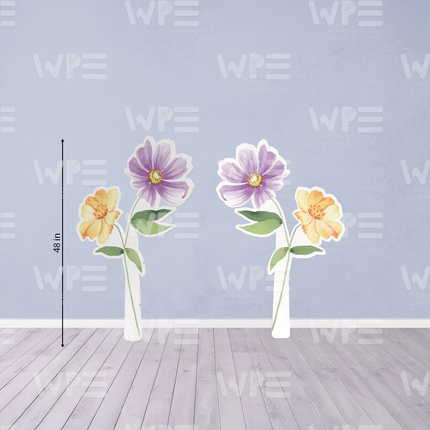 Ms Onederful Birthday Large Set floral backdrop with purple and yellow flowers for party decoration