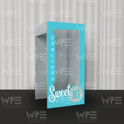 Customizable Fabulous Sweet 16 Backdrop for a personalized 3D photo booth for events
