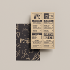 Premium Menu Cards printed on 130lb high-quality paper featuring a stylish design for upscale dining.