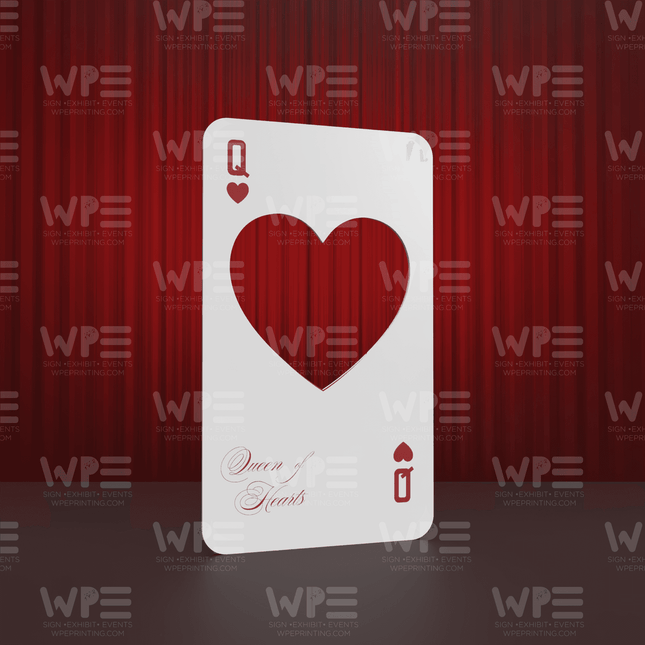 Queen of Hearts backdrop - playing card design with a red heart cutout for events and photography