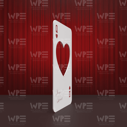 Queen of Hearts backdrop featuring a large playing card design with a heart cutout