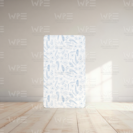 Toile de jouy baby welcome set featuring a delicate blue floral and animal pattern on a white background