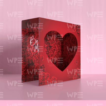 Valentine’s Day magazine photo booth prop - heart frame with red roses design for romantic events