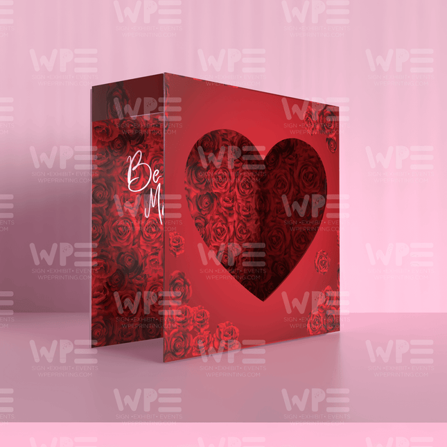 Valentine’s Day magazine photo booth prop - heart frame with red roses design for romantic events