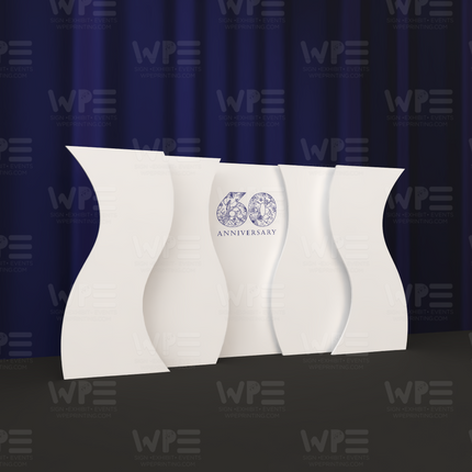 Curved stage backdrop set by WPE Production with elegant design for special events and anniversaries
