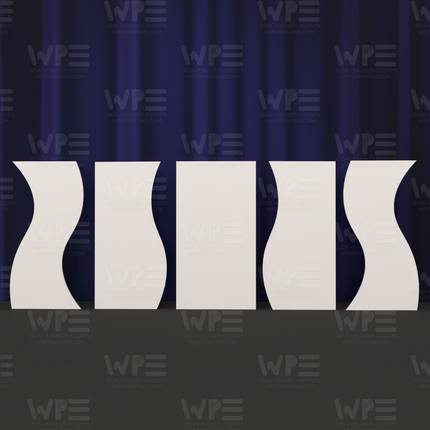 Curved stage backdrop set from WPE Production featuring elegant white designs for events and performances