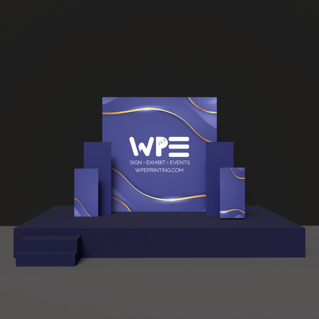 Custom stage backdrop set by WPE Production featuring modern designs for events and exhibitions