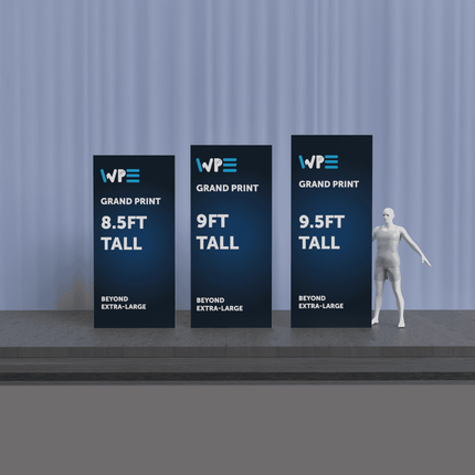 WPE Production XXL picture prints - Oversized 9ft Tall display alongside 8.5ft and 9.5ft options